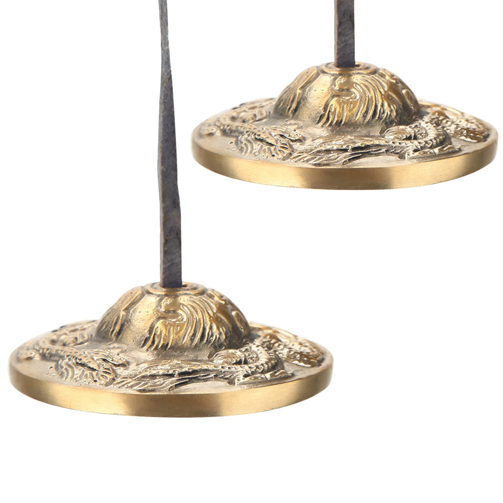 Cloche Tibétaine, Instruments de Percussion Bouddhistes Carillons Bouddhistes Tibétains Cloche Cymbales Tingsha pour Méditation Yoga Pratique Zen Thérapie par le Son Guérison(Motif double dragon)