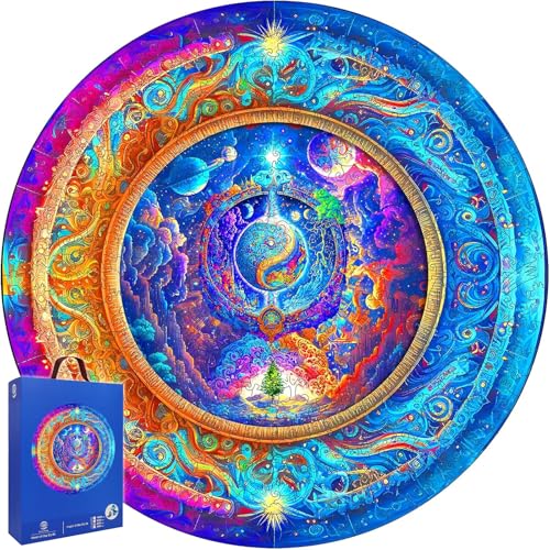 Mys Aurora Solar System Puzzles for Adults - Challenging Brain Teaser Wooden Puzzle, Sun Moon Planet