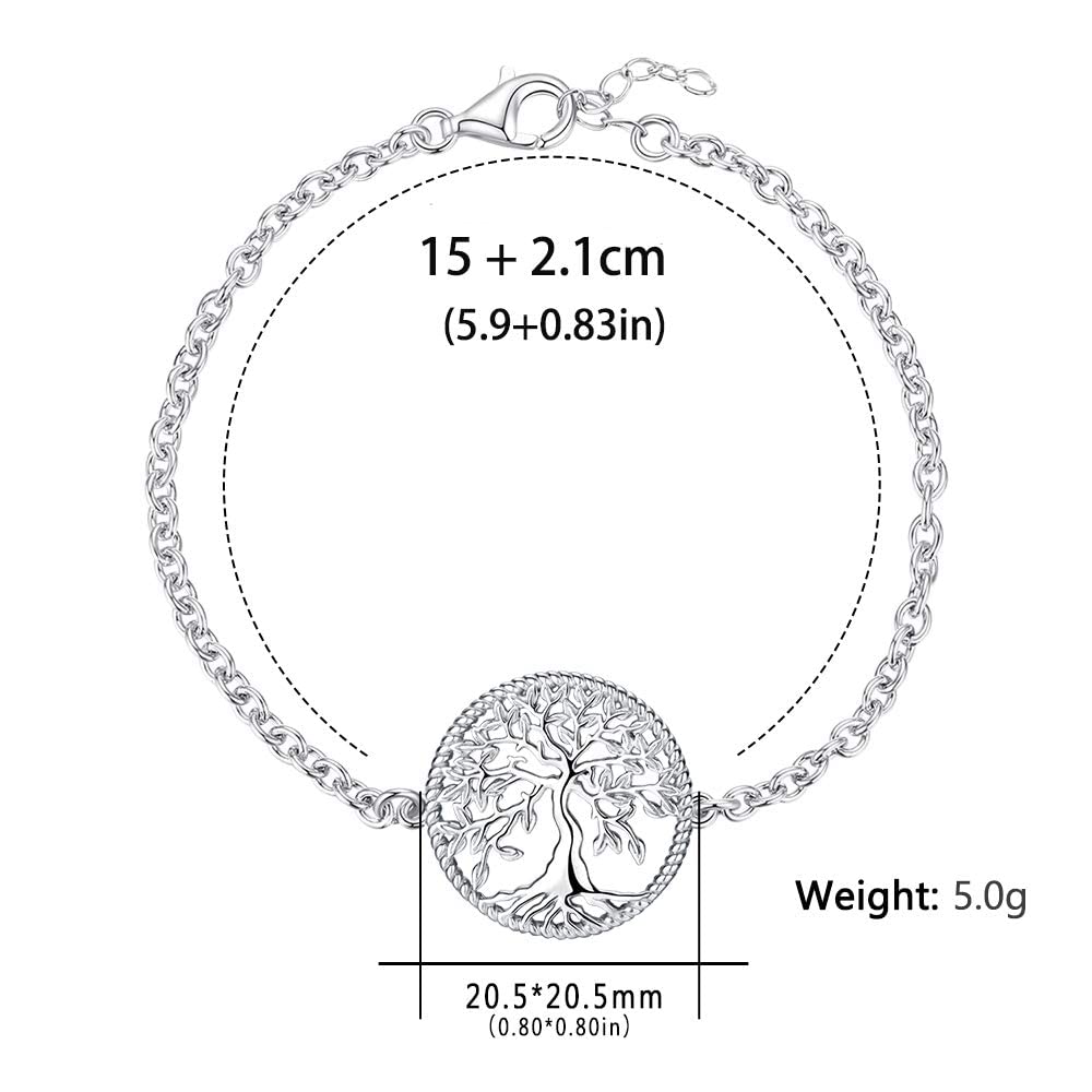 Bracciale da Donna Argento 925 Bracciale Regolabile Braccialetto Albero della Vita Gioielli per Mamma Ragazze Moglie Fidanzata, Compleanno Festa della Mamma Regali