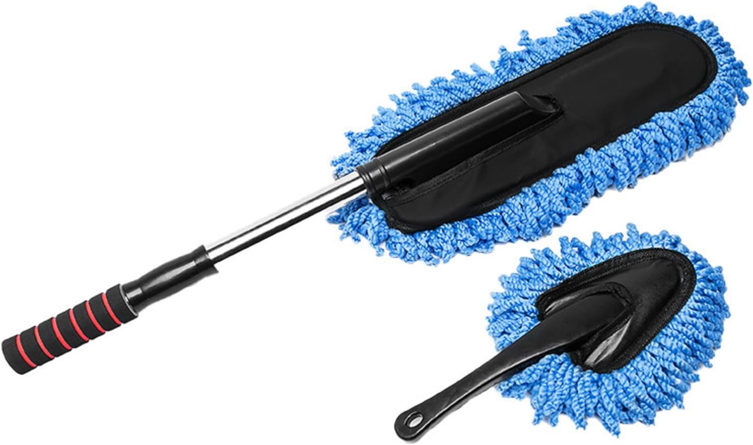 RTBQJ-AT Car Duster Interior, Car Dusters with Extendable Handle Soft Reusable Auto Duster Great for Cleaning Car Interior and Exterior, Blue Two-Piece Microfiber Material Duster for car