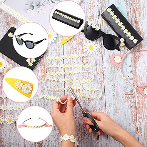 Total 12 Yards Daisy Ribbons Sunflower Decorating Lace 6 Sizes Flower Embroidered Trim Ribbons For Sewing Or Craft Decoration #TOP4