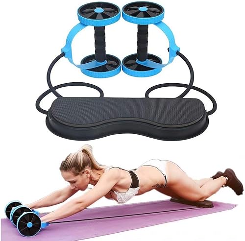 Rueda de rodillo abdominal para hombre con banda de resistencia para mujer, entrenadores abdominales flexibles, rodillos dobles, gimnasio en casa,