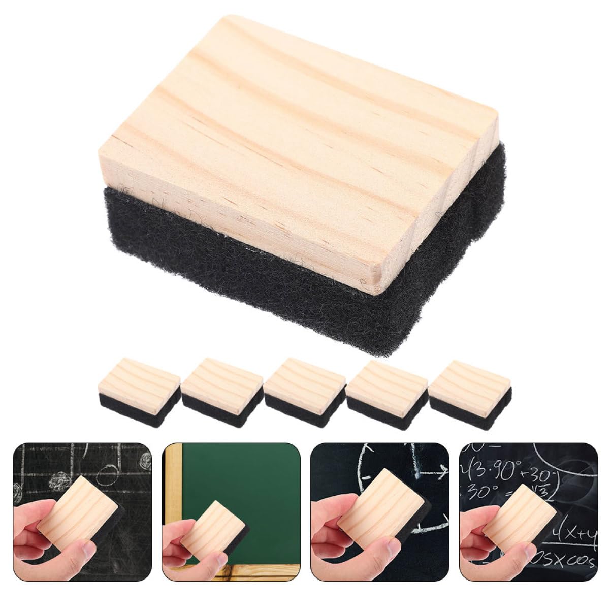 VILLCASE 5 Ensembles Gomme Pour Tableau Noir En Bois Tableau À Craie Calendrier Tableau Effaçable À Sec Gomme Électrique Grosse Gomme Marqueurs Pour Tableau Feutre 6 Pièces * 5