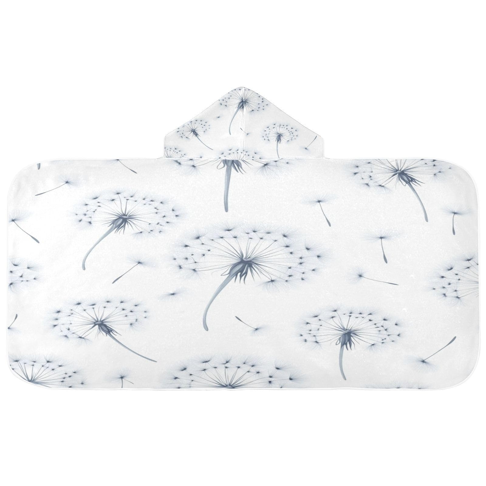Kigai Dandelion Hooded Beach Towel for Kids Soft Absorbent Quick Dry Bath Towel with Hood Lightweight Toddler Shower Pool Bath Wrap for Boys Girls
