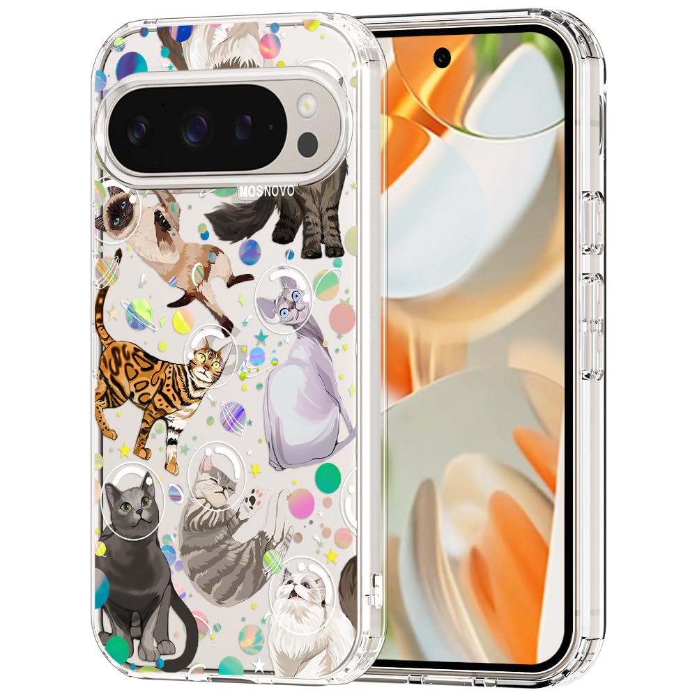 MOSNOVO Case for Google Pixel 9 & Pixel 9 Pro, [Buffertech 6.6ft Military-Grade Drop Protection] [Anti Peel Off Tech] Clear TPU Bumper Phone Case Cover Design - Great Wave — view 38