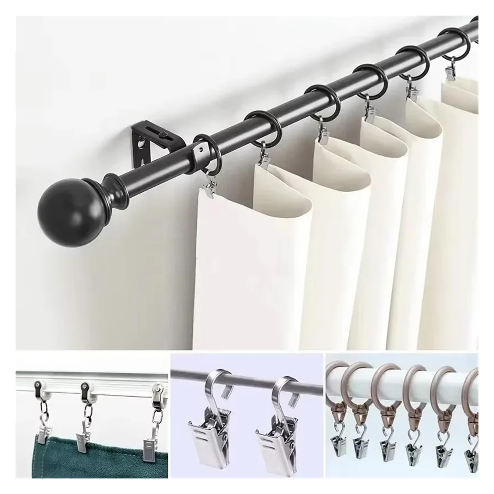 Lot de 80/100 mini pinces à rideaux en métal avec crochets, adaptées pour les rideaux, la décoration de la maison et d'autres utilisations pour rideaux, crochets en métal (100 pièces)