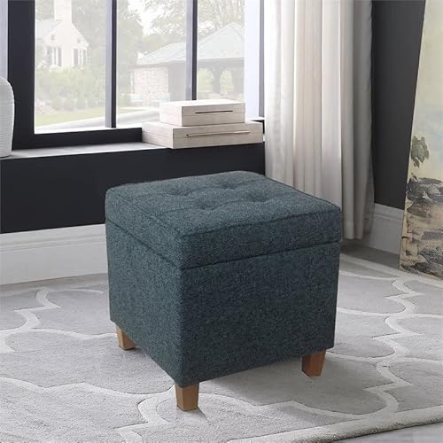 Homepop Square Tufted Storage Ottoman - Textured Navy #TOP1
