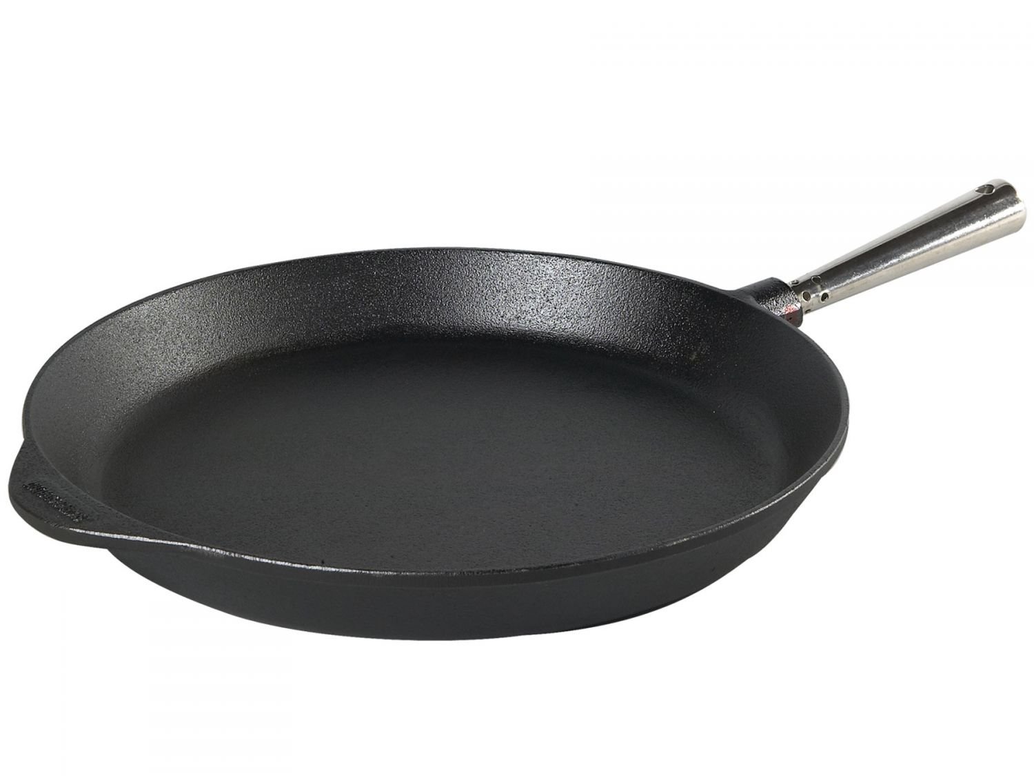Skeppshult Pfanne Edelstahlgriff Bratpfanne/Servierpfanne/Grillpfanne Gusseisen + Prymo Mikrofasertuch Farbe Bratpfanne, Größe 26 cm