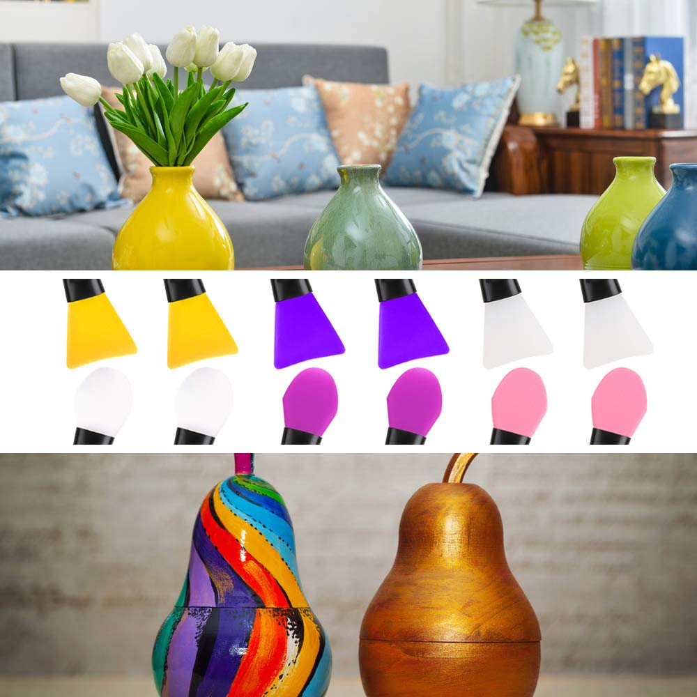12 pezzi di pennelli magici in silicone con applicatori per resina epossidica per pittura fai da te, miscelazione e applicazione su bicchieri glitterati, tazze in acrilico, tazza