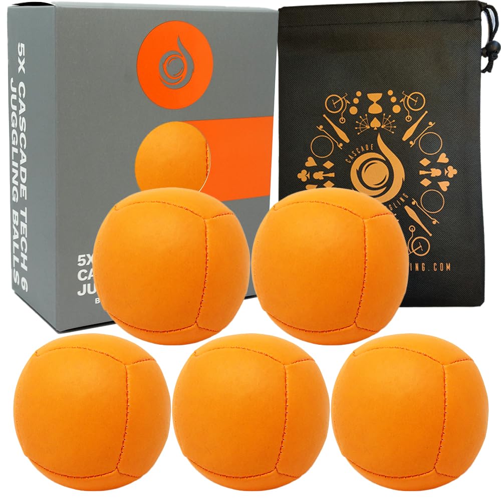 Cascade Juggling 5 x 110g Six Panel Thud Style Juggling Balls - Set of 3 Juggling Balls (Orange)