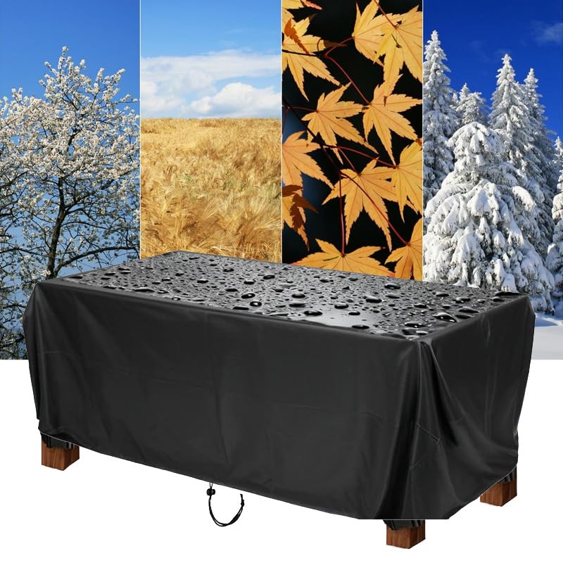 AEXOIO Garden Furniture Covers Waterproof 82x82x15cm/Length x Width x Heigh Rectangular Patio Table Cover,Patio Furniture Protective Cover,Anti-UV, Windproof, Heavy Duty 420D Oxford Covers
