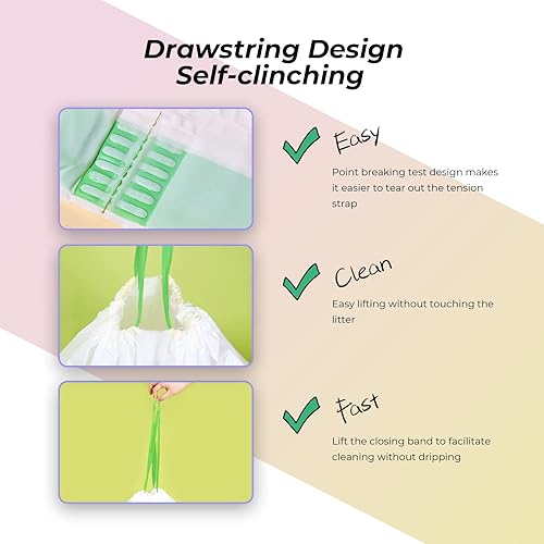 Miniatura 3 de Bolsas de arena para gatos, 20 unidades, 41 x 19 pulgadas, bolsas grandes extra duraderas para arena para gatos con cordón, bolsas de forro