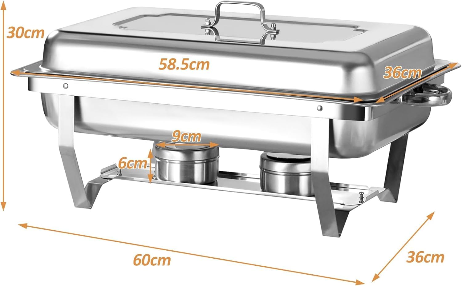 2/4/6 PCAcciaio Inossidabile Chafing Dish Buffet Set, 9L Acciaio Inox Rettangolari Catering Server, Anti Scaldabagno Buffet Scaldabagno Scaldabagni, per Party, Feste, Matrimoni, Banchett, Argento