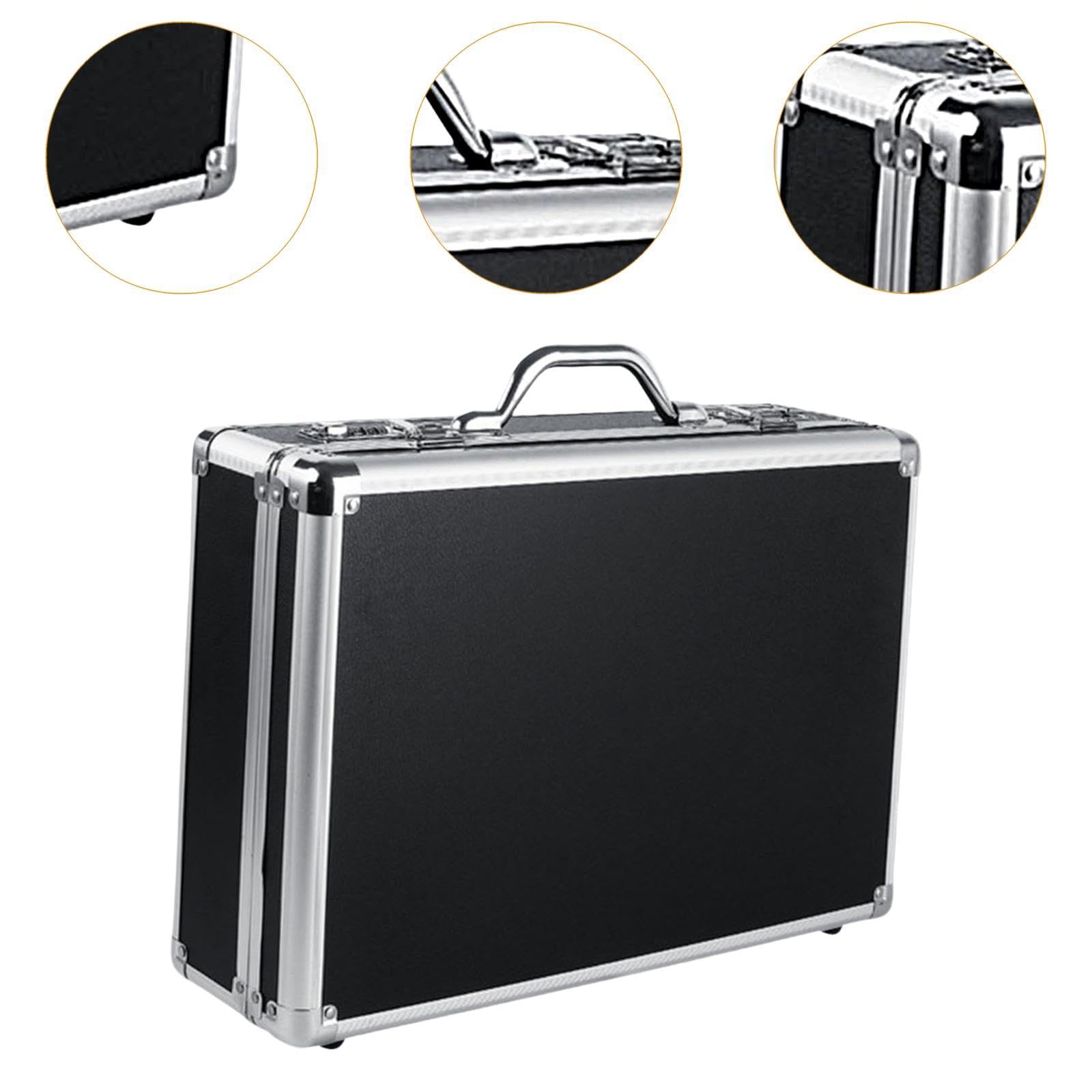 Boîte de Transport Conteneur Coffret Mallette Valise avec Serrure En Aluminium Alliage avec Intérieur Flexible Résistant Adapté pour Entreposage, Serrure à Combinaison, L and Black