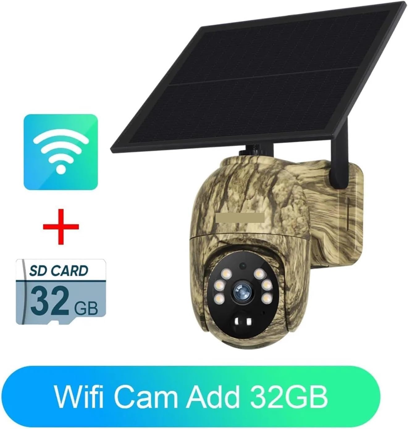 2k 4g Solar Security Cameras WiFi Outdoor 360° Live View Animal Monitoring Camouflage Color Battery Ptz Cam(4mp 4g Add 64g) 4MP WiFi Add 32G