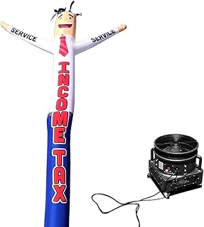 Income Tax Service Advertising 18 Foot Tall Inflatable Tube Man Air Powered Waving Puppet, Air Blower Motor Included Dancer by Feather Flag Nation