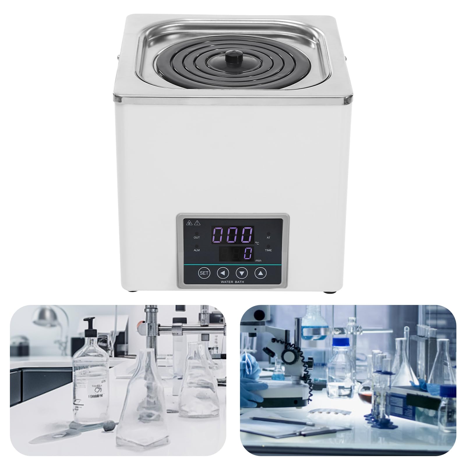 Calefactor de baño maría, regulador de temperatura, recipiente de acero inoxidable, placa de calentamiento al baño maría, capacidad 3 l, 220 V, 300 W, para experimentos químicos