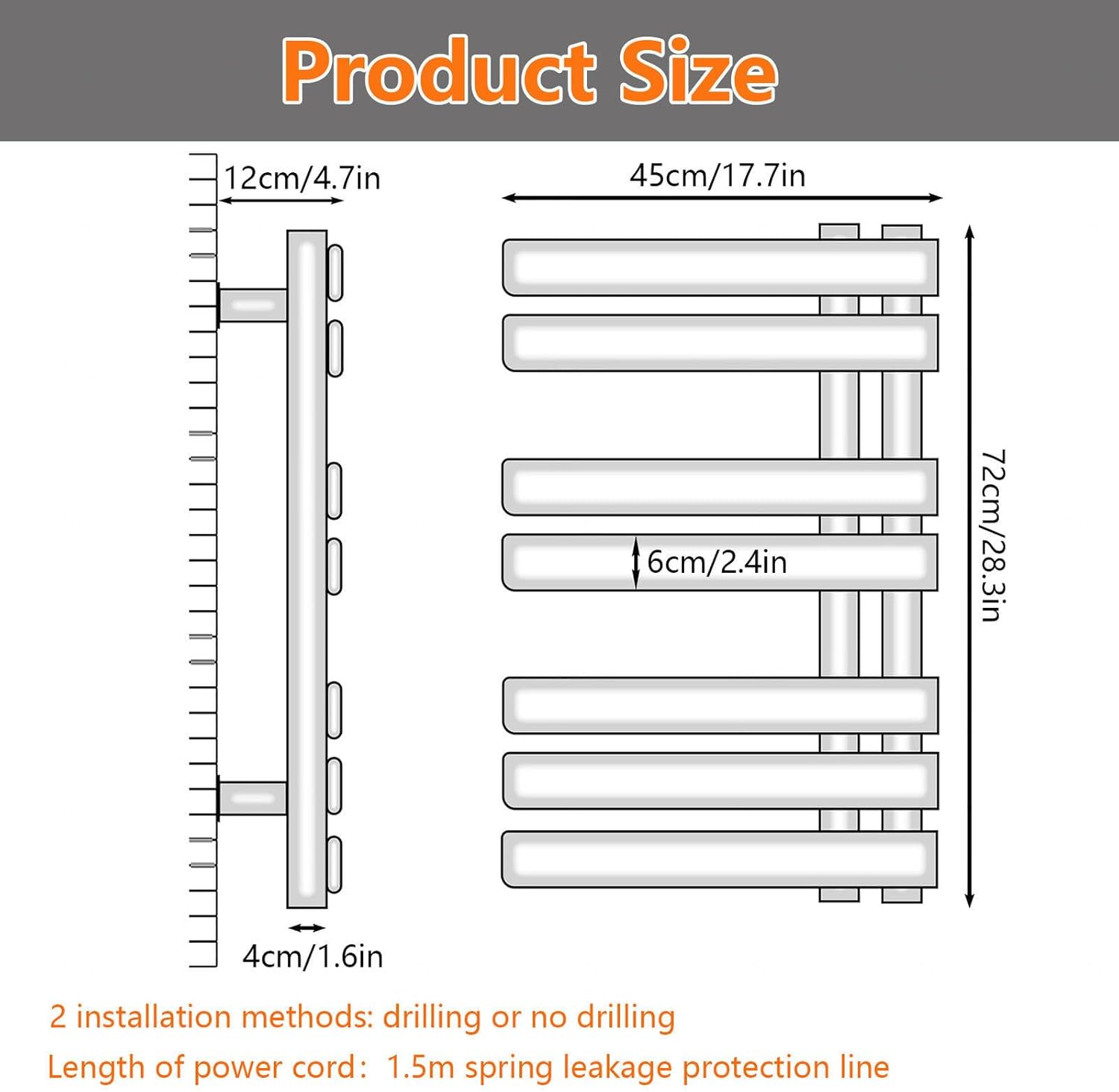 Heated Towel Rail,Towel Warmer with Timer,LED Display,Constant Temperature Control,Electric Towel Drying Rack Wall Mounted Hardwired,White