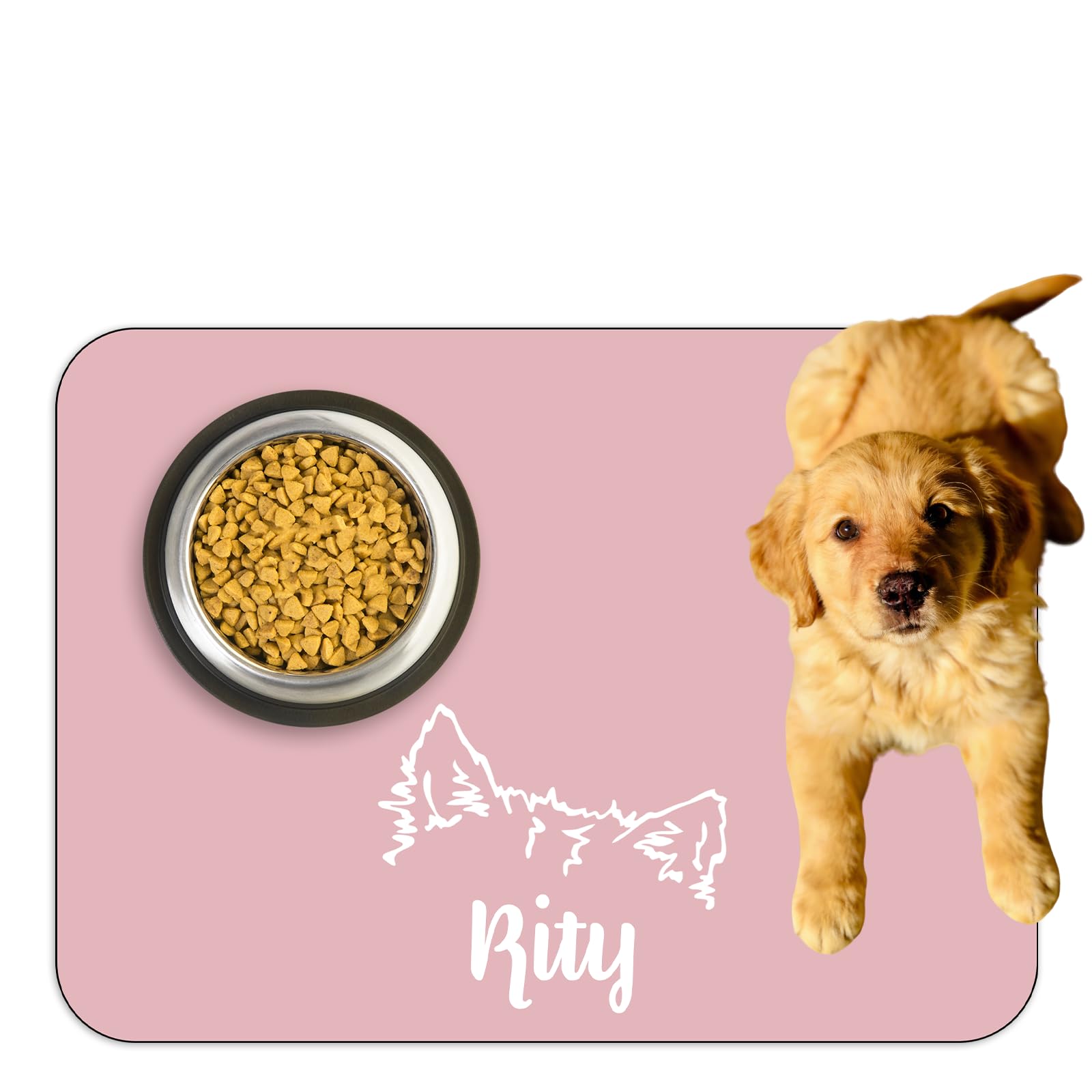 Personalised Dog Cat Food Mat with Name - Custom Pet Feeding Mat, Customisable Pet Placemat, Non-Slip, Waterproof, Easy Clean, Gift for Pet Lovers Style06