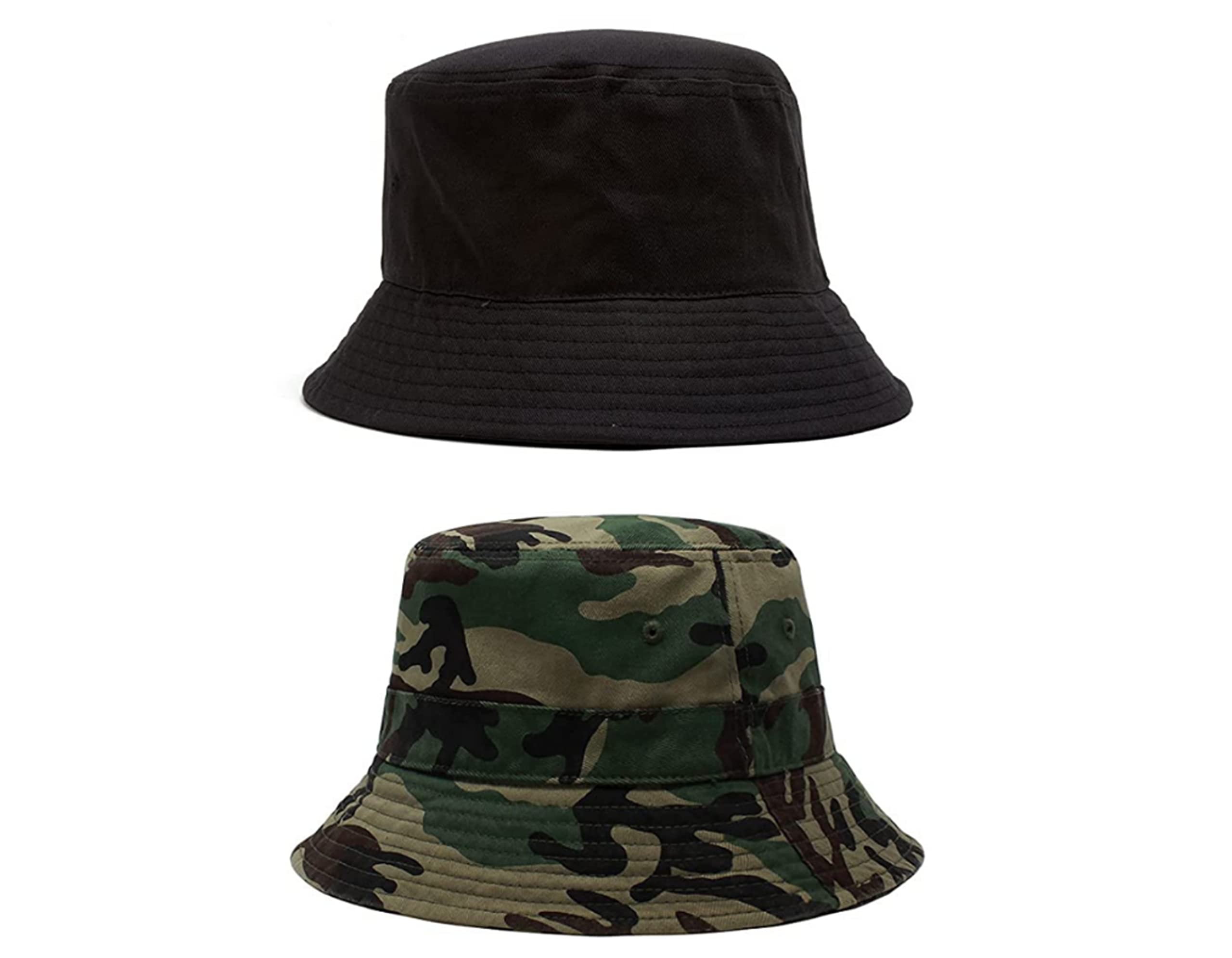 Combo Bucket Hat White Shade Black Bucket Hats for Men and Women Cotton Hats for Girls Wide Brim Floppy Summer-image-5