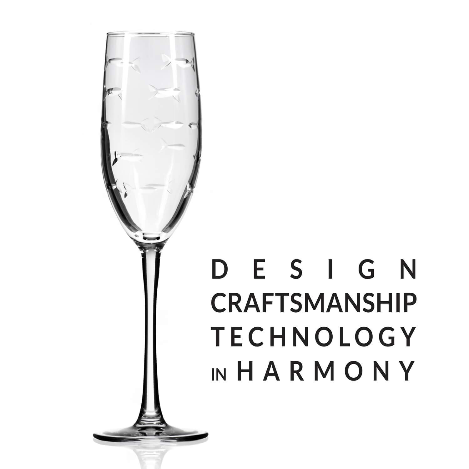 Rolf Glass School of Fish Champagne Flutes - Set of 4 -4 Rolf Glass School of Fish Champagne Flutes - Set of 4 -4