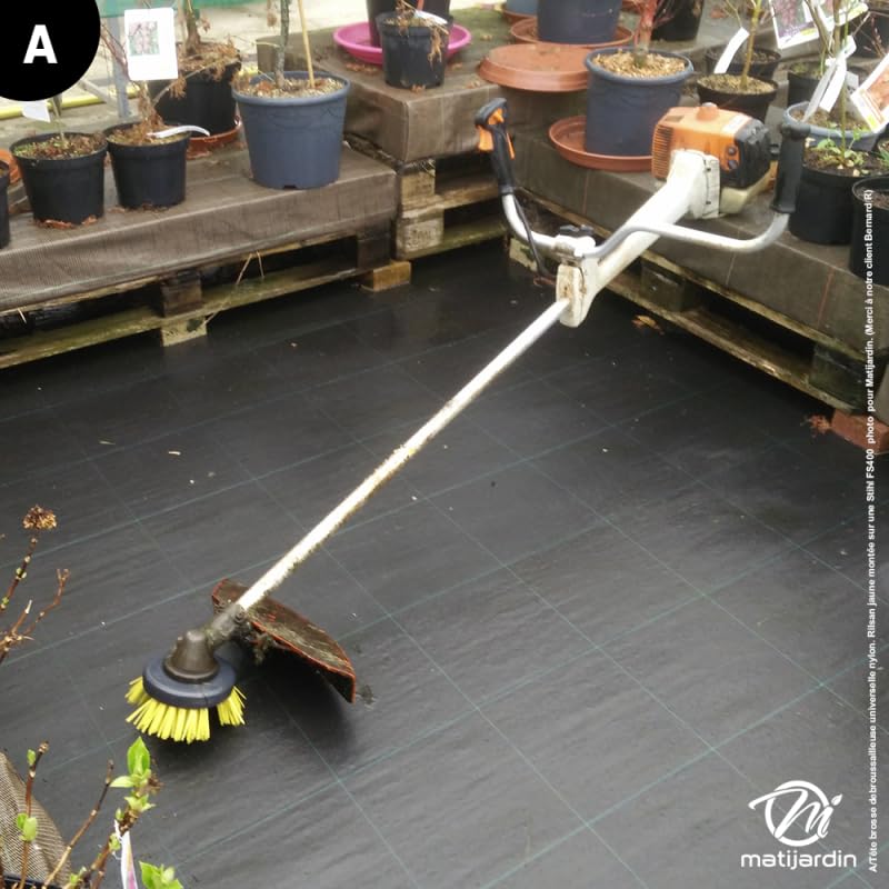 Matijardin - Tête brosse désherbage débroussailleuse Universelle nylon Rilsan jaune