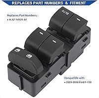 Vista 2 de Obaee Interruptor de ventana principal compatible con Ford F-150 2009-2010, OEM de repuesto 9L3Z-14529-AE, 9L3Z-14529-AD, 1 Auto 6+6 pines