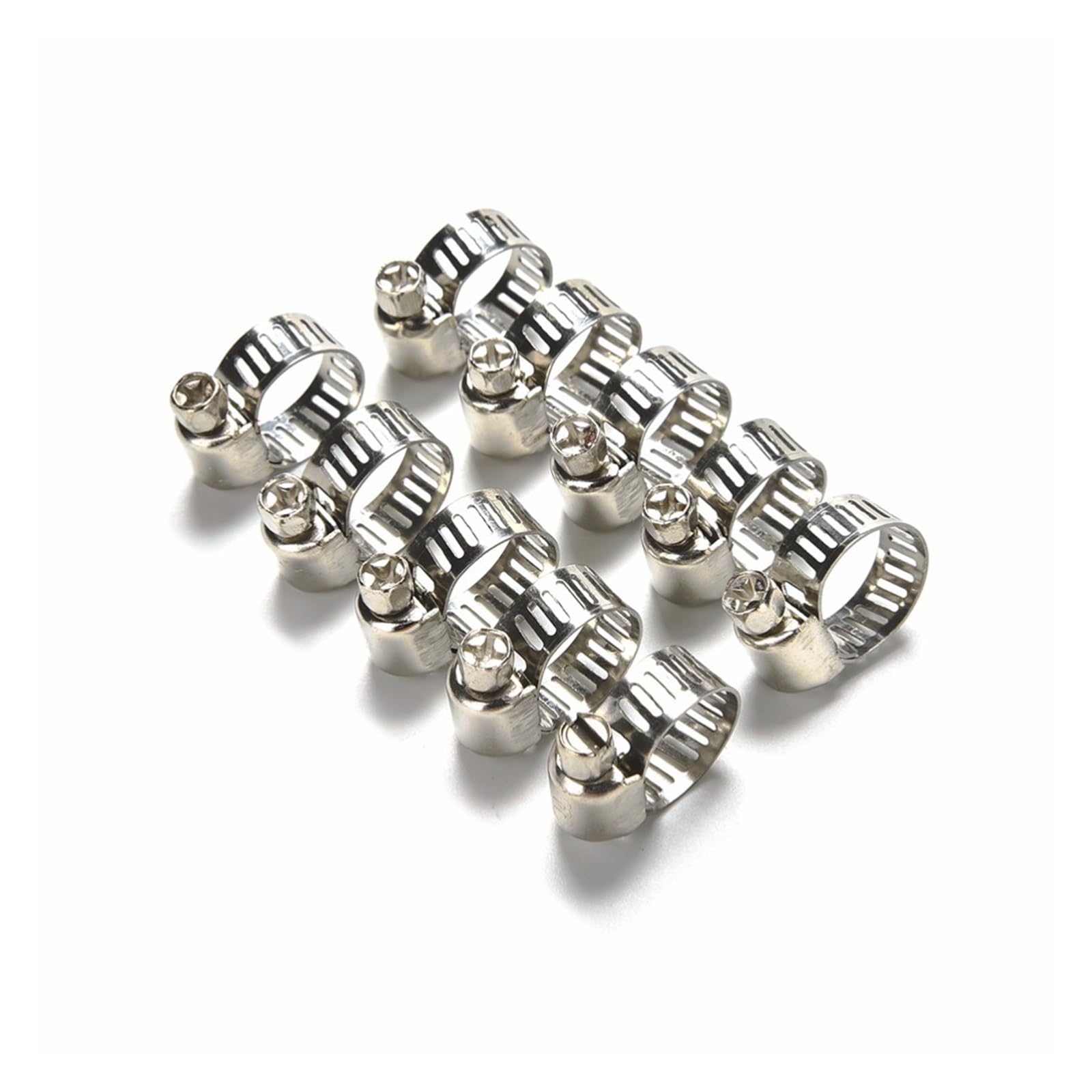 Fascetta per Tubi 10 pz in Acciaio Inox Azionamento Fascetta Tri Morsetto Tubo del Carburante Regolabile Ingranaggio a Vite Senza fine Clip di Fissaggio 8mm a Molla