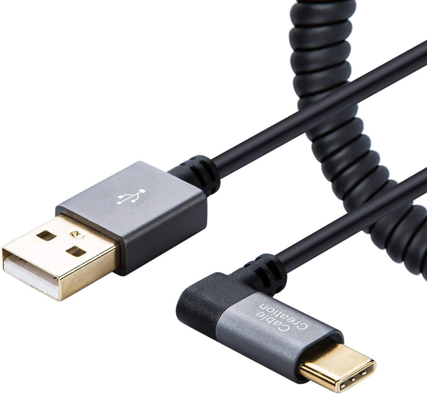 Coiled USB C Cable 5 Feet, CableCreation Coiled Angled USB