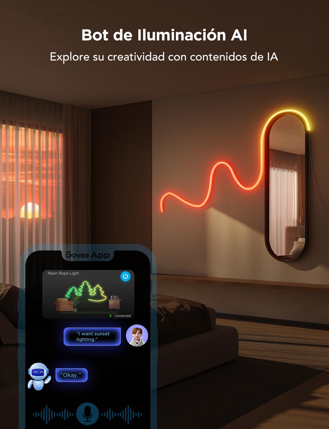 Govee Neon Rope Light 2, Tira LED RGBIC 5m Blanco Decoración Pared | Mapeado de Formas, Efectos DIY, Compatible con Matter Alexa Google Assistant SmartThings, Iluminación Inteligente