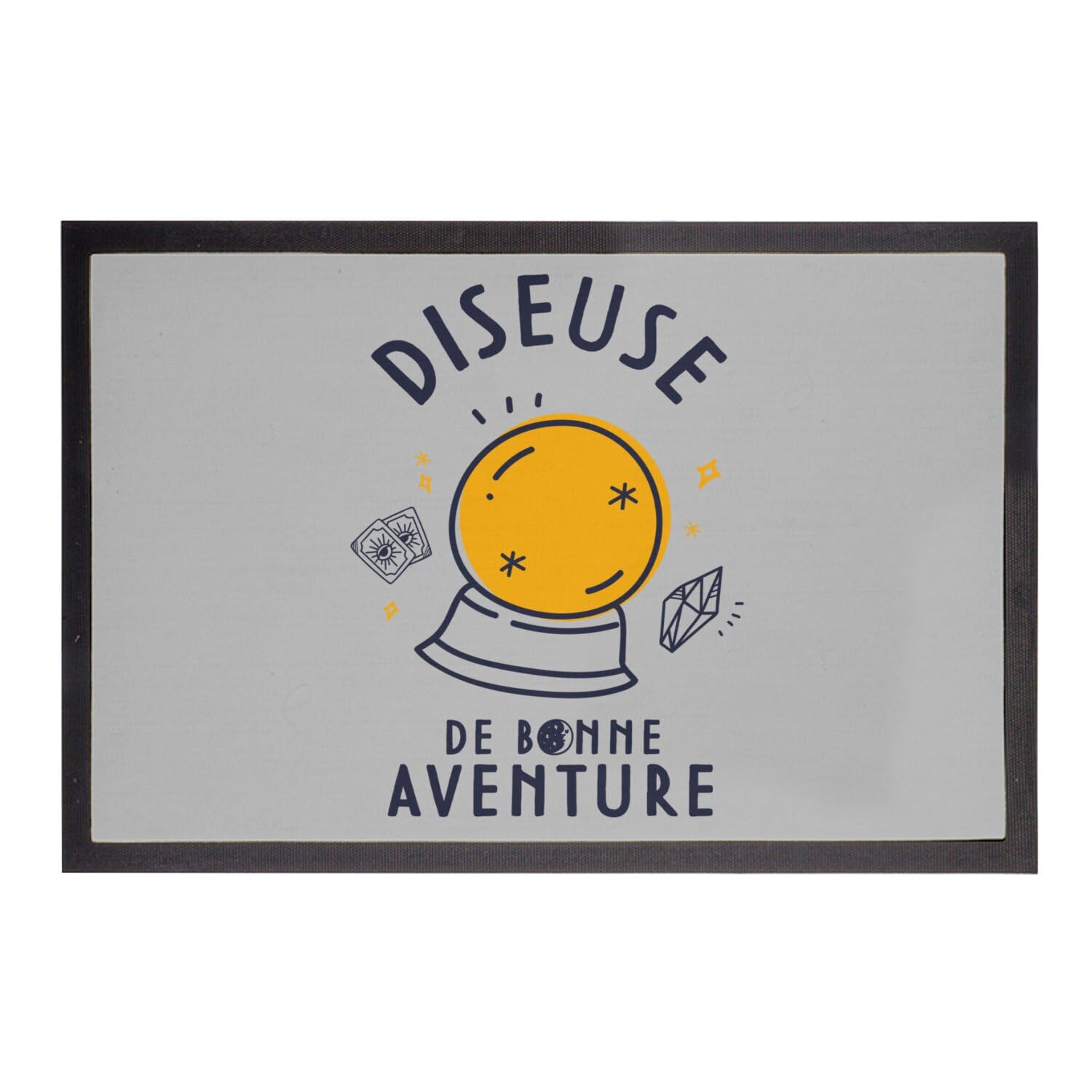 Paillasson gris diseuse de bonne aventure tarot 60x40cm tapis entrée mystique
