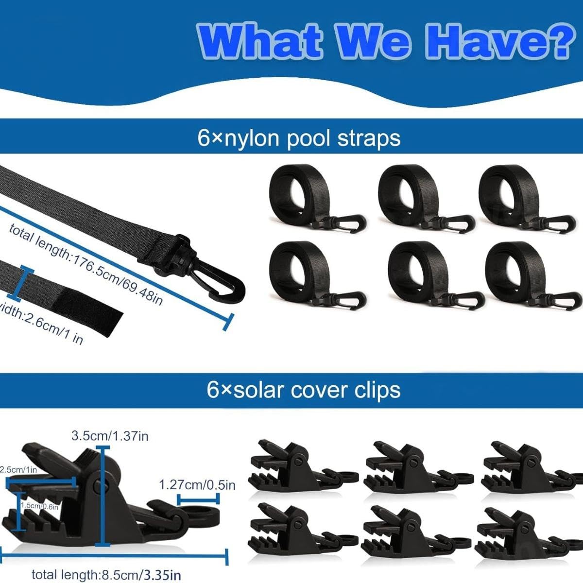 Correas de Sujeción para Cubiertas Solares de Piscinas, Kit de Fijación Versátil para Piscinas, Conexión Segura, Juego de 8 Uds.