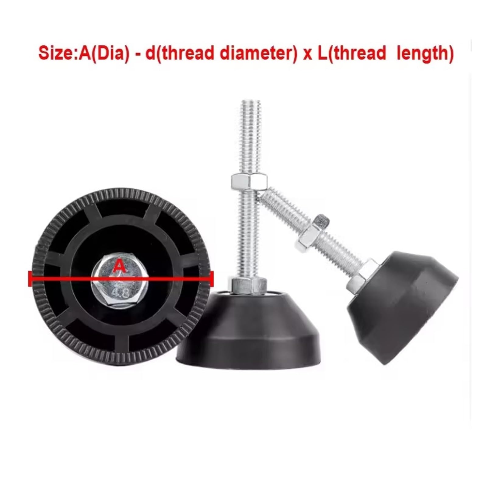 Niveladores de Muebles Pies, Pies Niveladores De Muebles Ajustables Base Giratoria Acero Al Carbono M6-M16 50-200 Mm 40-80(63mm,40-M12(10pcs))