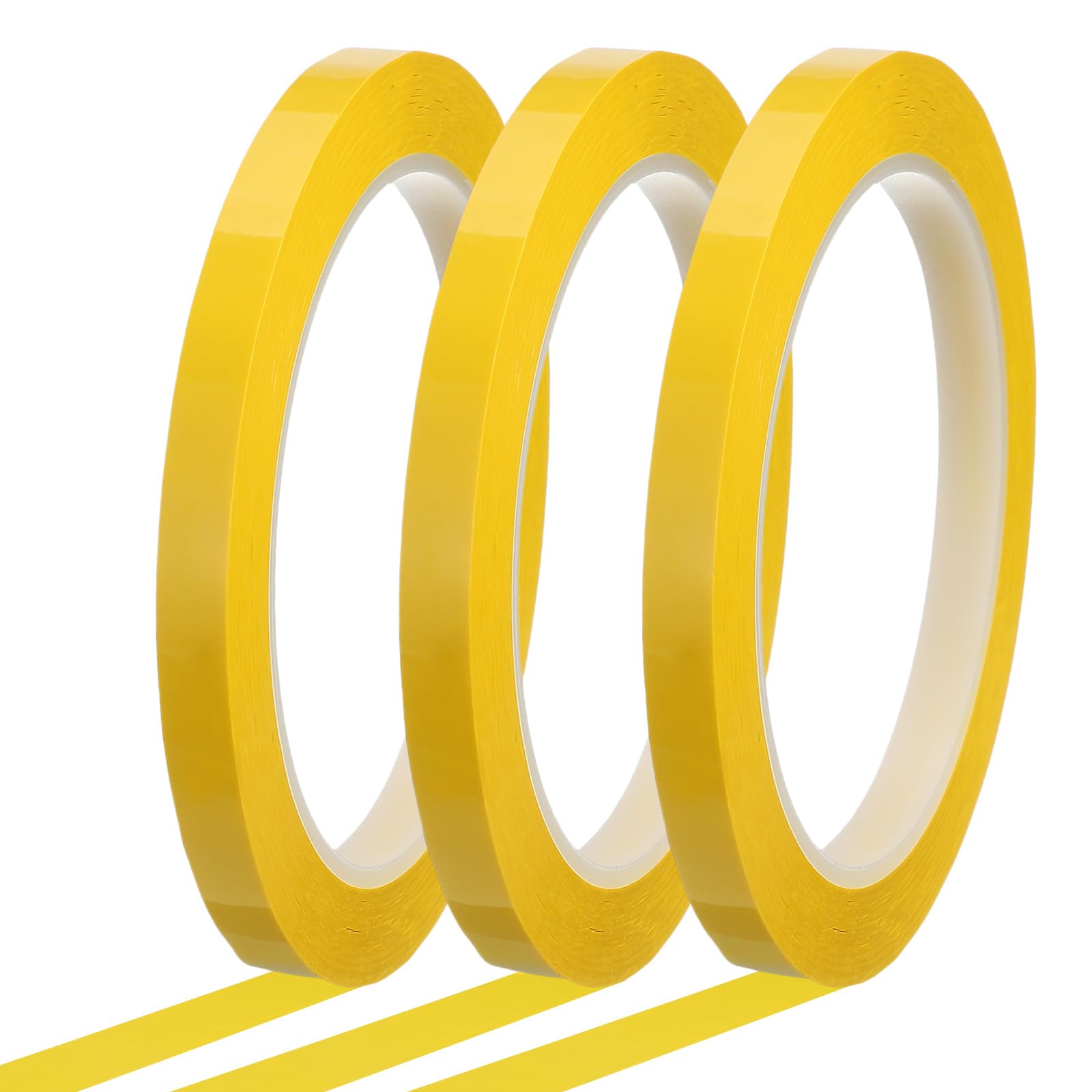 sourcing map Whiteboard Tape 8mm x 66m Pinstripe Graphic Chart Line Grid Marking Tapes for Classroom Office Dry Erase Board Art, Dark Yellow, Pack of 3