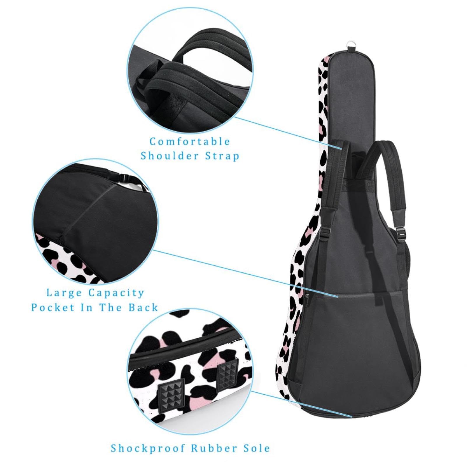 Torba na gitarę akustyczną wodoodporny plecak na gitarę grubo miękki wyściełany motyl i lampart klasyczna obudowa na gitarę, wielobarwny, 42.9x16.9x4.7 in, Organizer do torby
