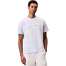 Calvin Klein Uomo T-Shirt Maniche Corte Monologo Tee in Cotone, Blu (Plein Air), M