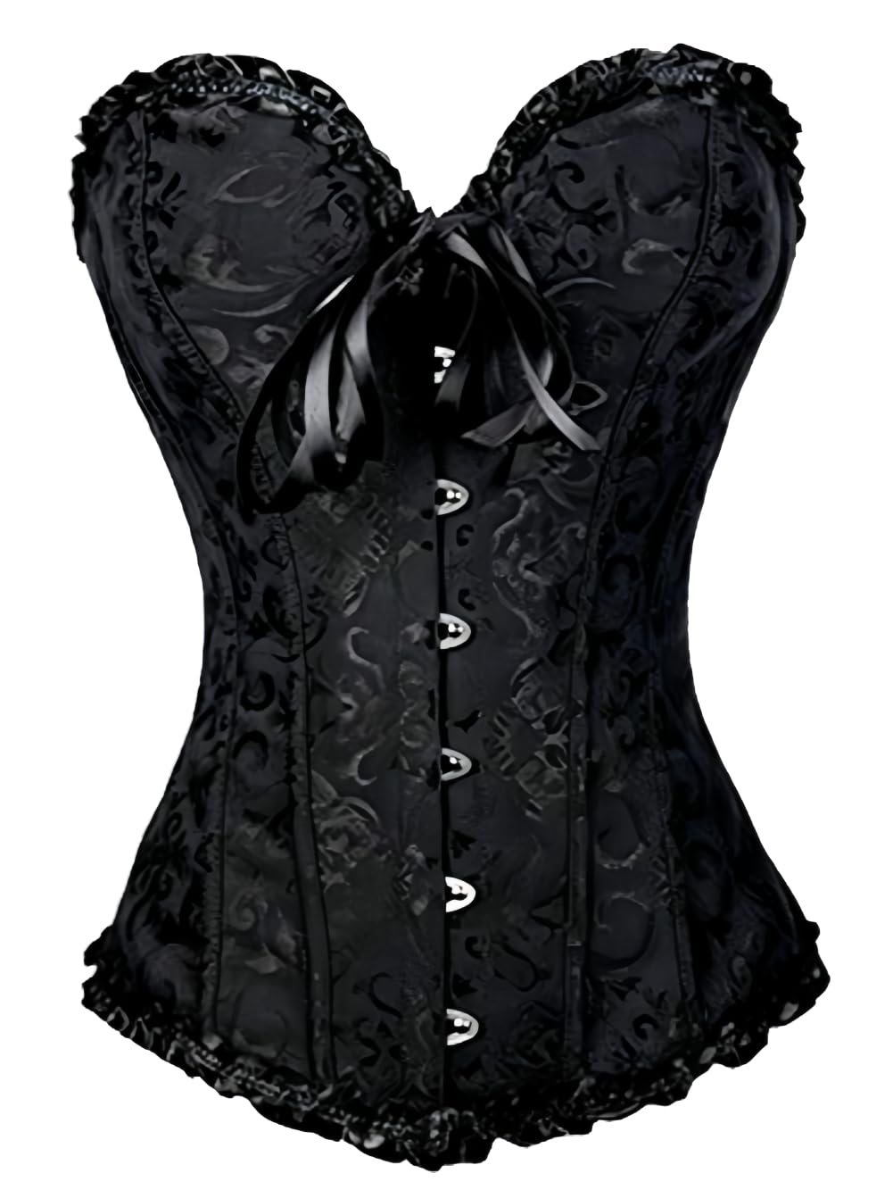 KelvryWomen's Plus Size Sexy Bridal Lingerie Bustier Corset Top with G-String - High Back, Satin, Adjustable, Boned, UK6-24''-25'' to UK24-40''-41''