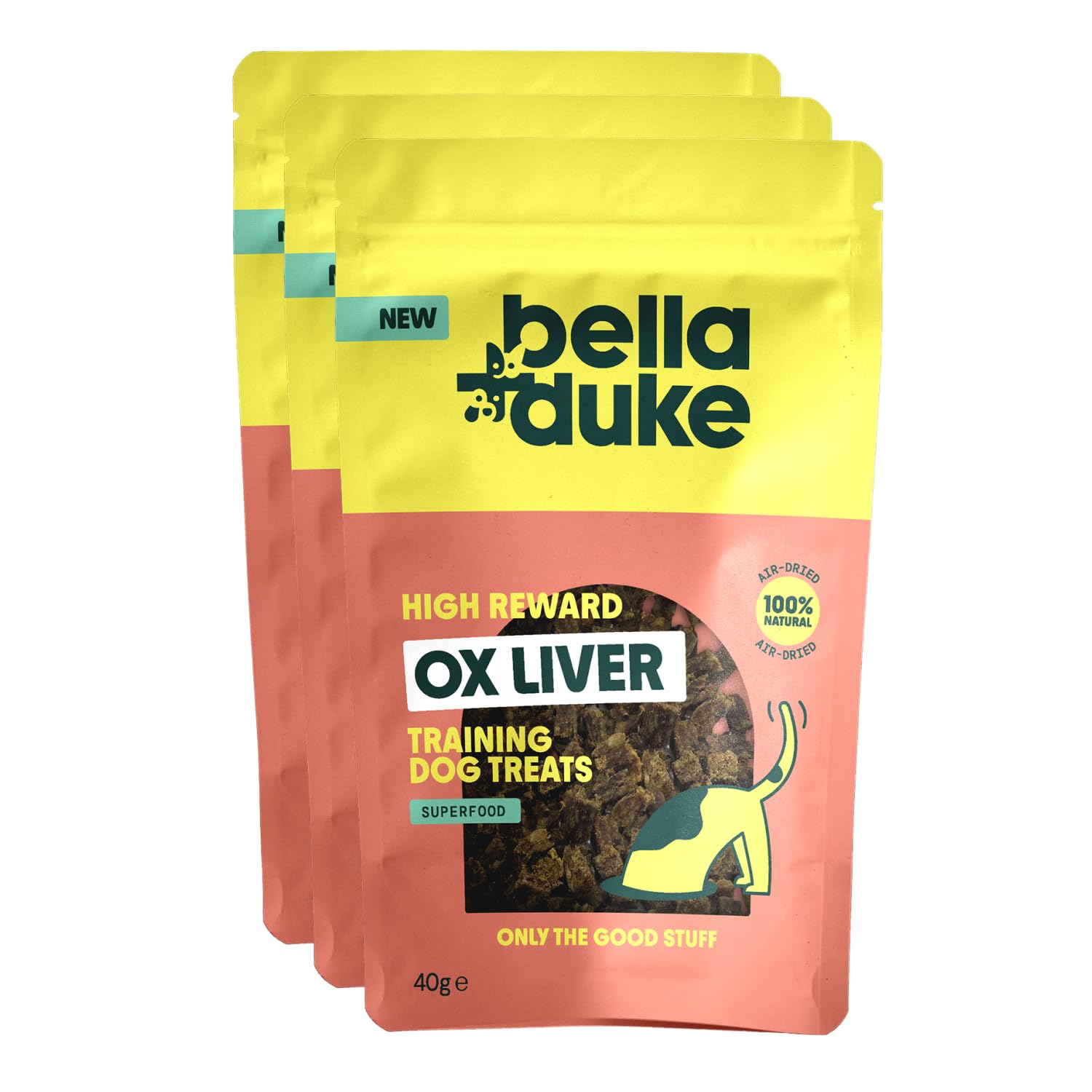 Bella+Duke Ox Liver Treats for Dogs 3 Pack - Bite Size & Packed with Iron - Ideal for Training & Snacking - Grain-Free, High Protein and Hypoallergenic - 100% Natural Alternative to Processed Treats