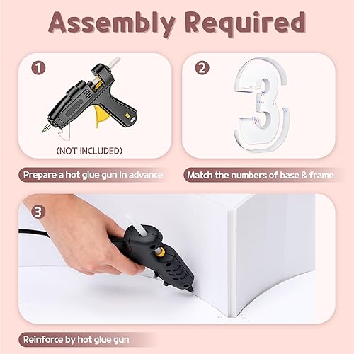 Miniatura 3 de imprsv Números de mosaico de 3 pies para globos, número de marquesina, marco de número de mosaico, globo número 3 para decoraciones de clase de