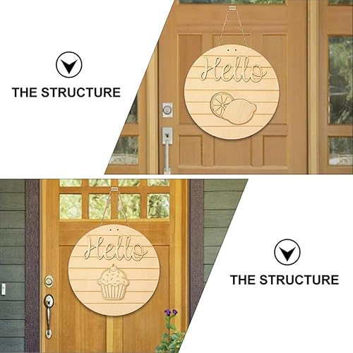 Miniatura 7 de KESYOO Decoración del hogar, letrero de bienvenida de temporada intercambiable, letrero de madera sin terminar para puerta delantera, letrero de