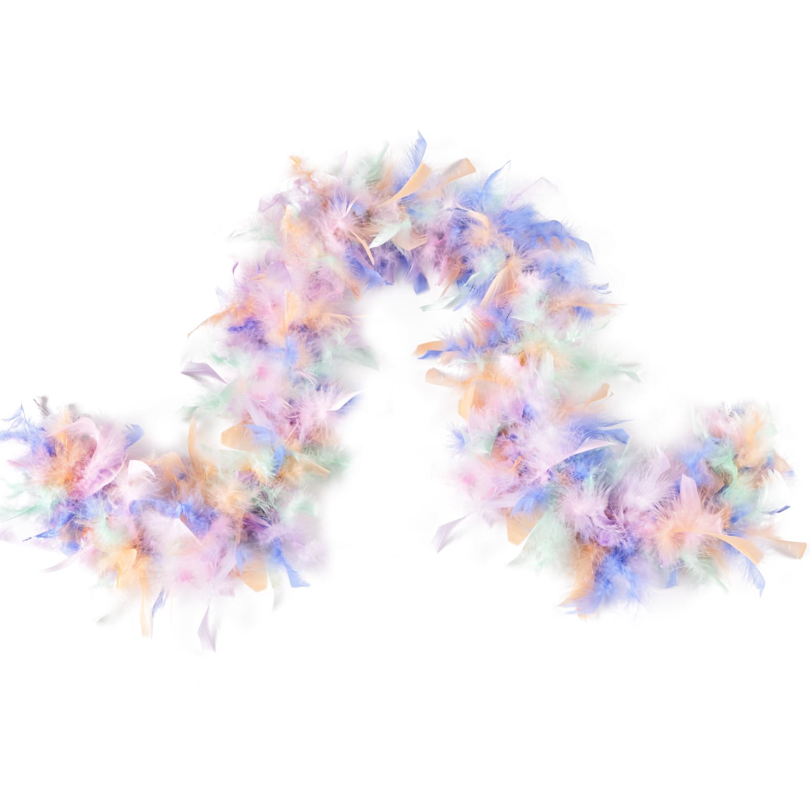 MAOFENG Chandelle Turkey Feather Boa 1.64 Yards 30g for Halloween Dancing Wedding Party DIY Craft Costume Decoration Feather Boa,Macaroon — image 1
