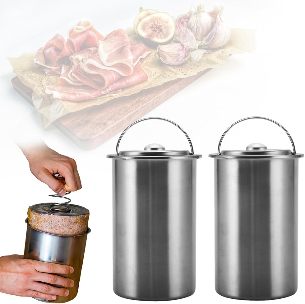 Stainless Steel Meat Press and Maker - Deli Lunch Mold for Homemade Ham With Cooking Thermometer - Kitchen Bacon Pressure Cooker Boiler Pot (1)