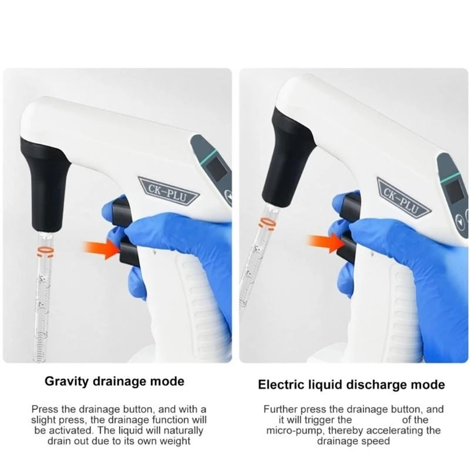 Pipette, Elektrischer Sauger, automatischer Flüssigkeitssauger mit hoher Kapazität, eingebauter Filterfolie und LCD-Display