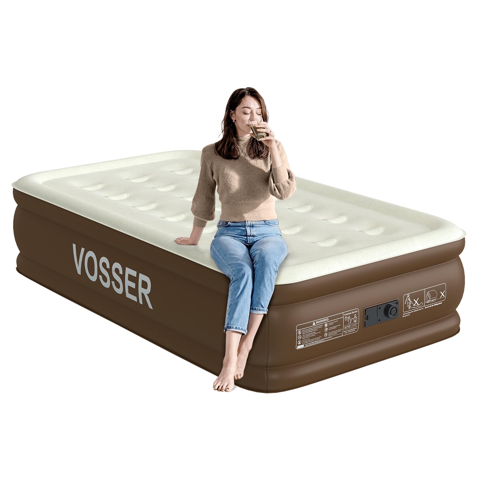 Photo 1 of VOSSER Twin XL Air Mattress with Built-in Pump, 18" Raised 80“ Extra Long Inflatable Blow Up Mattress, Flocked Top Single Air Bed for Home, Guests & Camping, Thick Twin Size Air MattressLPNPMGO0624849