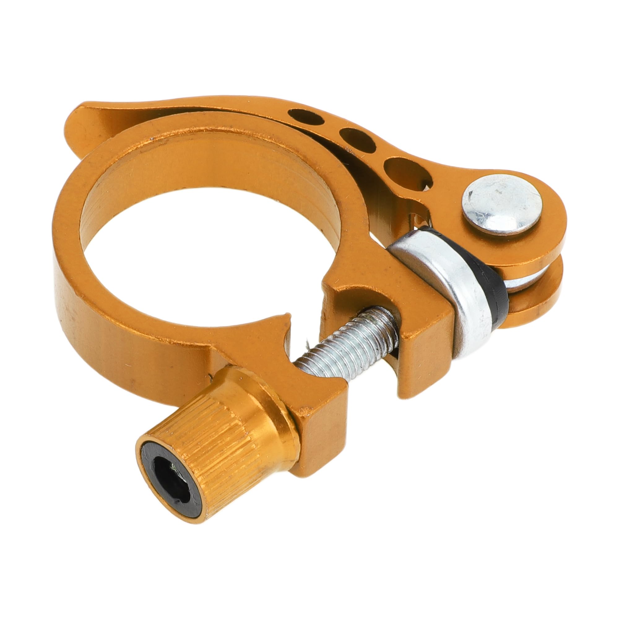 Motoforti Universal Bike Bicycle Seat Post Clamp Seatpost Collar, 31.8mm, Quick Release, Aluminum Alloy, Yellow