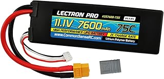 Common Sense RC Lipo Battery with XT60 Connector + Csrc XT60 To Popular RC Vehicle Adapter For 1/10 Scale Cars, Trucks, & Buggies Battery