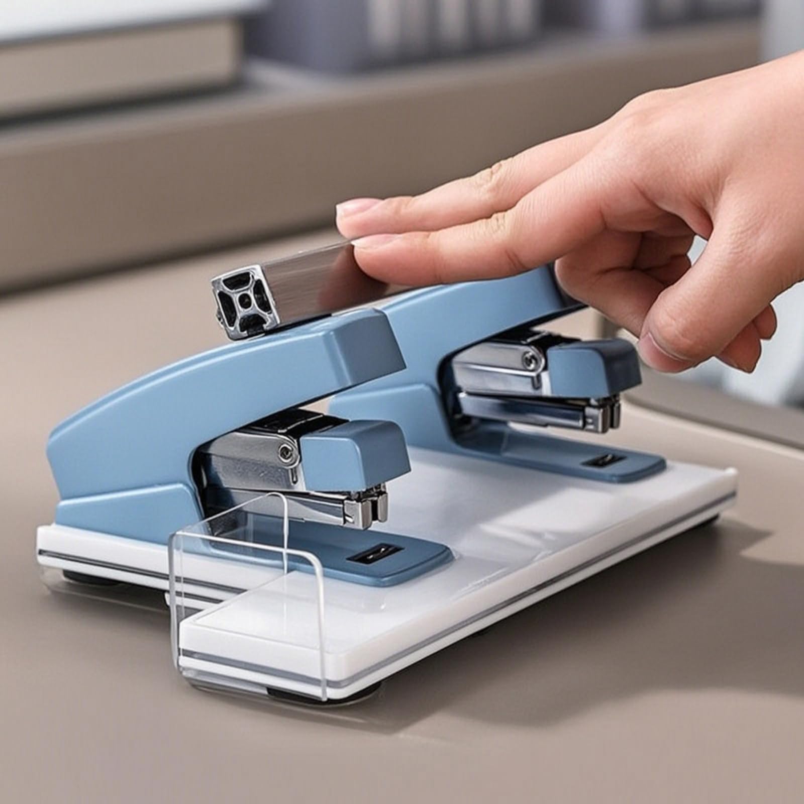Baoblaze Grapadora de Doble Cabezal Grapadora Doble Grapadora de Oficina Grapadora de Escritorio Engrapadora Metálica Mecanismo Simultáneo para Unir con Grapas