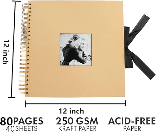 Miniatura 3 de Álbum de recortes con funda de tela de rayas, páginas flexibles, grandes regalos para manualidades, aniversarios, bodas y familia.