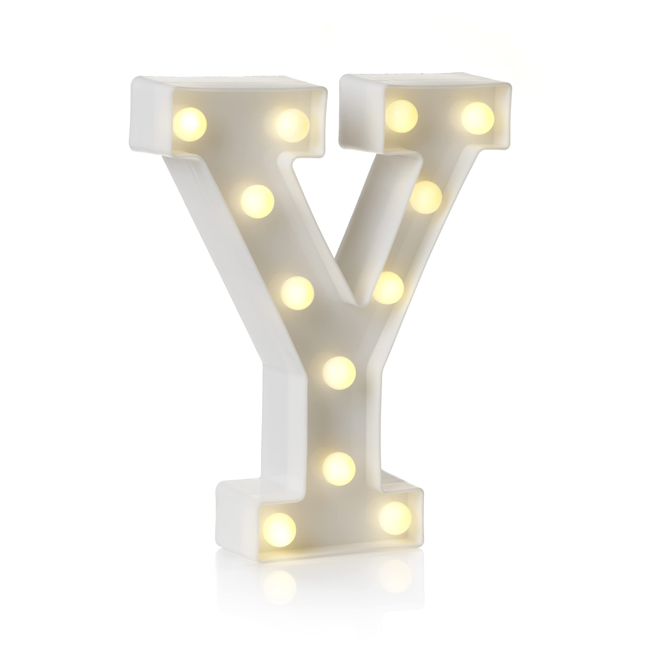 Auraglow Y Led Alphabet Letter & Number Light Sign Decorations, Lamp For Home Birthda Part Event, Night Lights, Batter Powered Letters And Numbers With Four Hour Timer (Y)