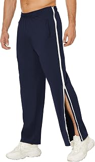 Deyeek Mens Tear Away Basketball Pants 2 Side Zippers Snap Off Full Open Down Sweatpants Leg Post Surgery Pant with Pockets